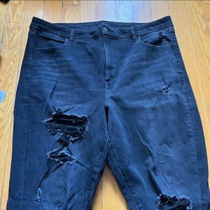 American Eagle Super High Rise Distressed Black Jeans